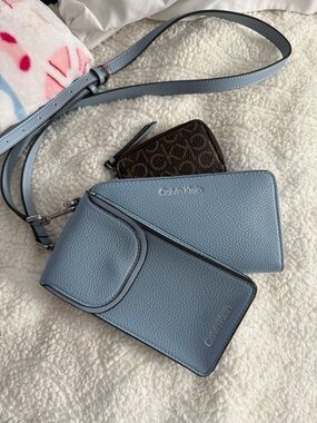 Calvin Klein Powder Blue Triple Pouch Crossbody Set